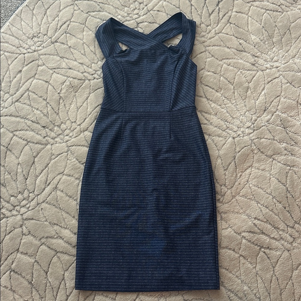 ANTONIO MELANI Striped Navy Midi Dress